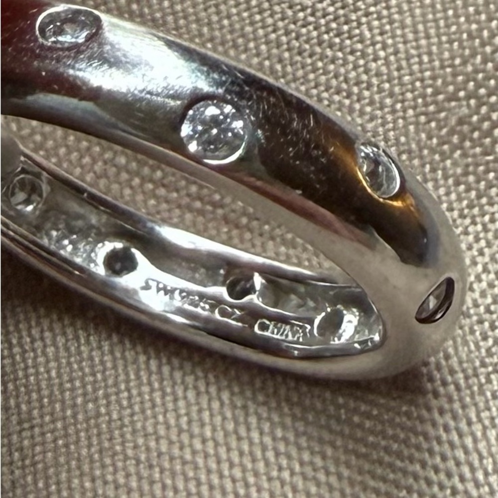Bezel Set Diamonique Platinum Clad Wedding Band Option - Picture 5 of 5